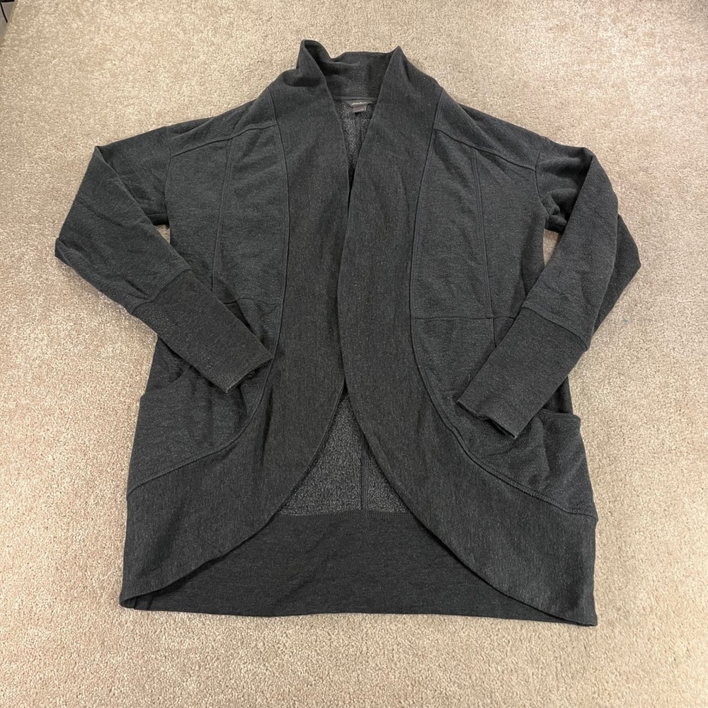 Eddie Bauer Camp‎ Fleece Wrap Cardigan Womens Small Charcoal Grey Draped